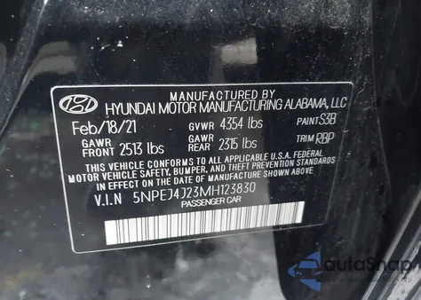 2021 Hyundai Sonata Sel Plus from USA, damaged, VIN 5NPEJ4J23MH123830